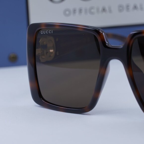 Gucci GG1692SA 002 Square Sunglasses - Dark Havana/Brown